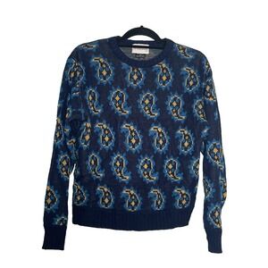 Vintage McGregor Sweater Men's Medium Blue Paisley Acrylic Crewneck 80's 90s USA